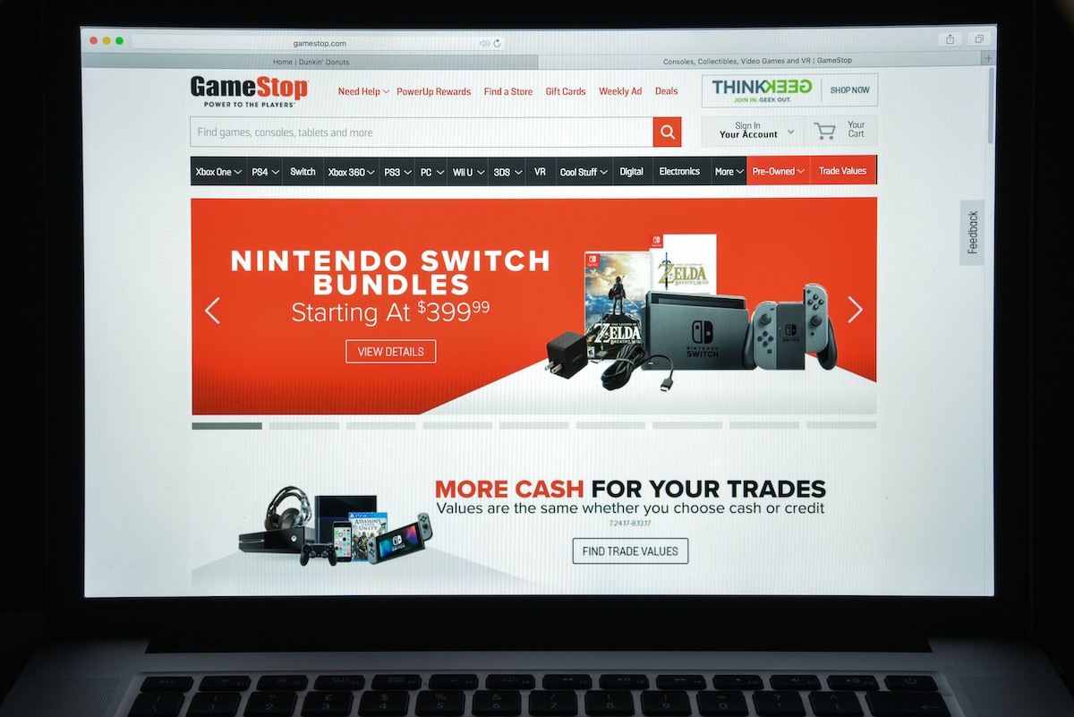 GameStop website on laptop