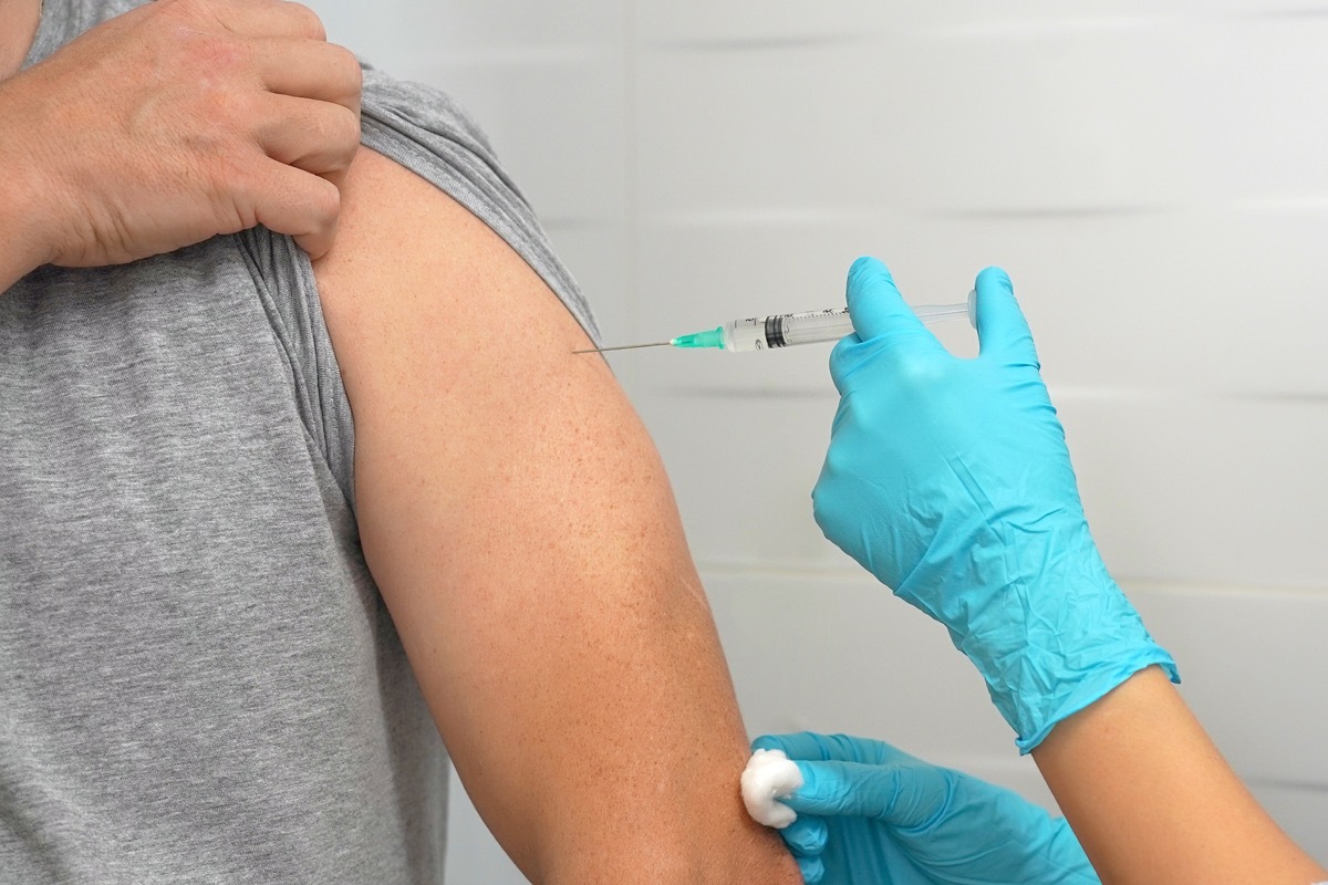 Man getting COVID vaccine