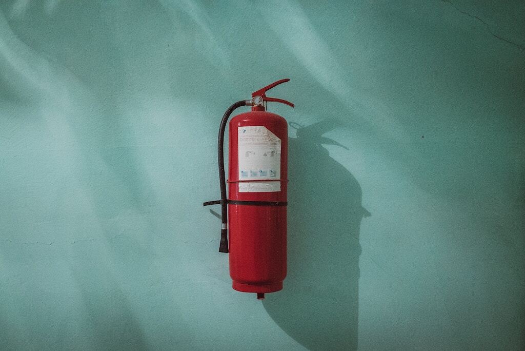 fire extinguisher on the wall