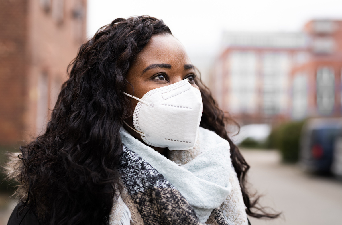 Woman Wearing N95 Medical Face Mask