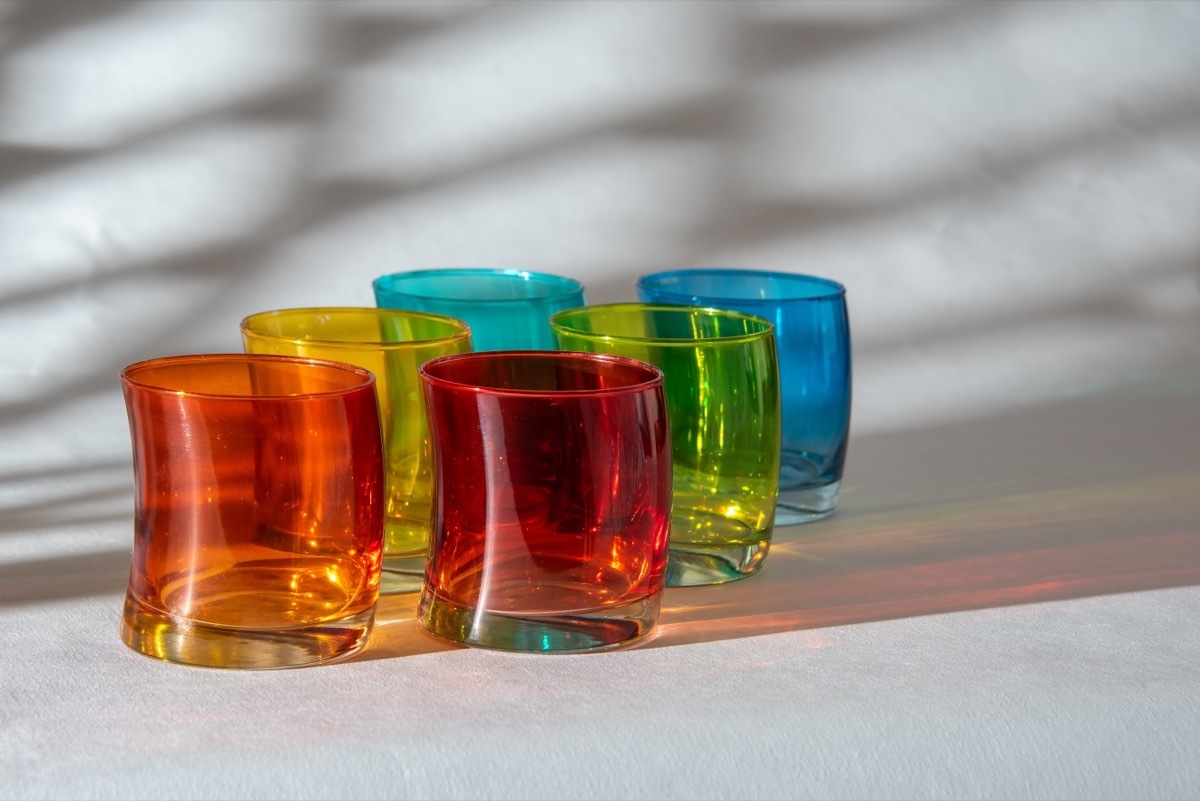 multicolored drinking glasses