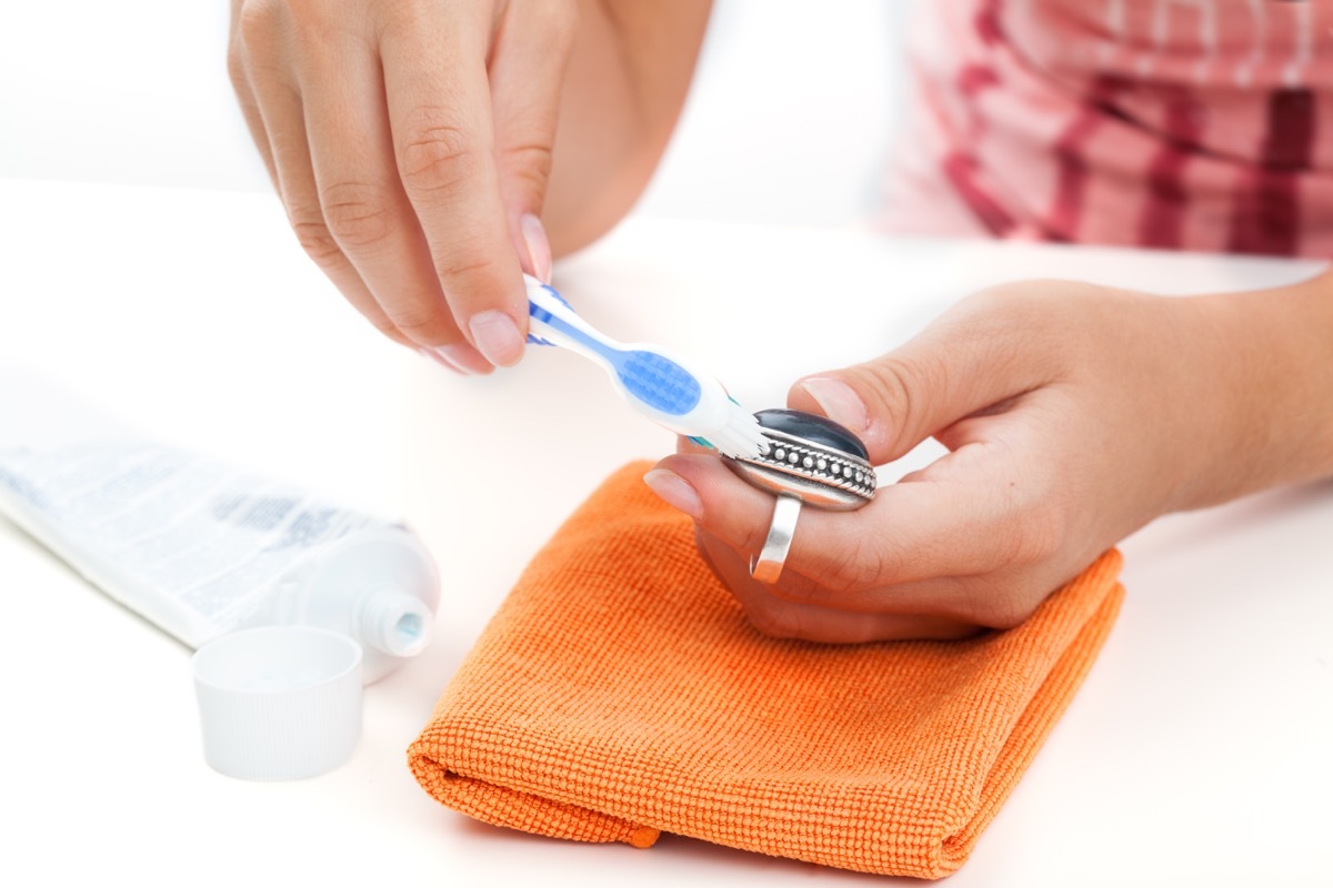 Woman cleaning her ring