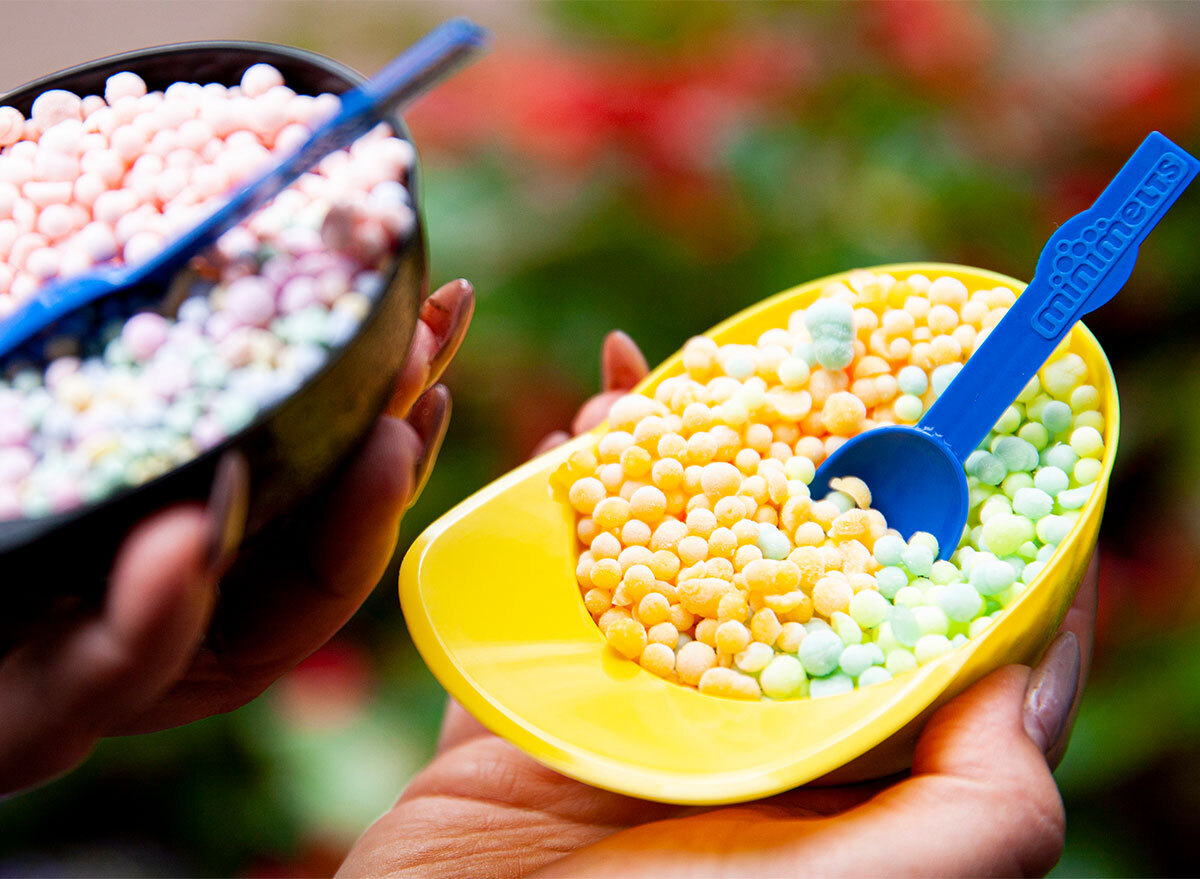 dippin dots ice cream in plastic helmets