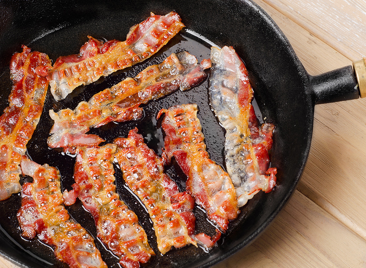 bacon cooking in a skillet