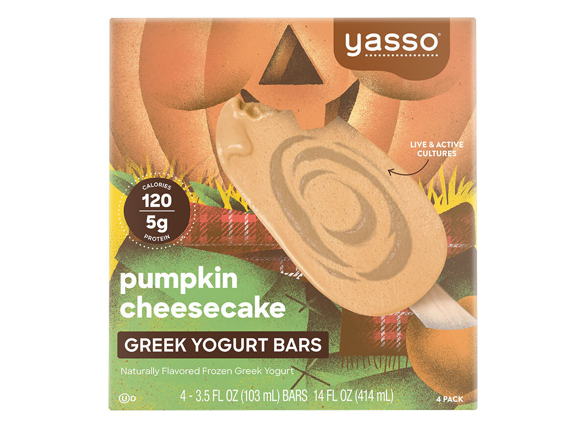 box of yasso pumpkin cheesecake greek yogurt bars