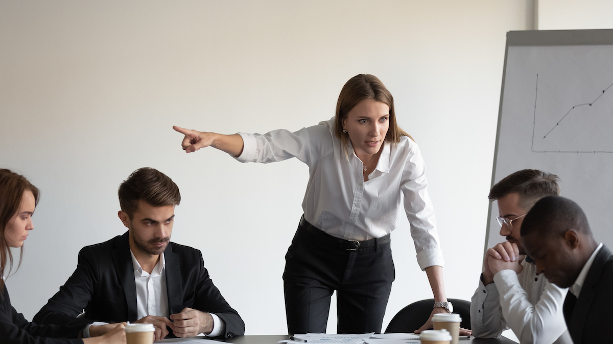 Angry boss in a meeting