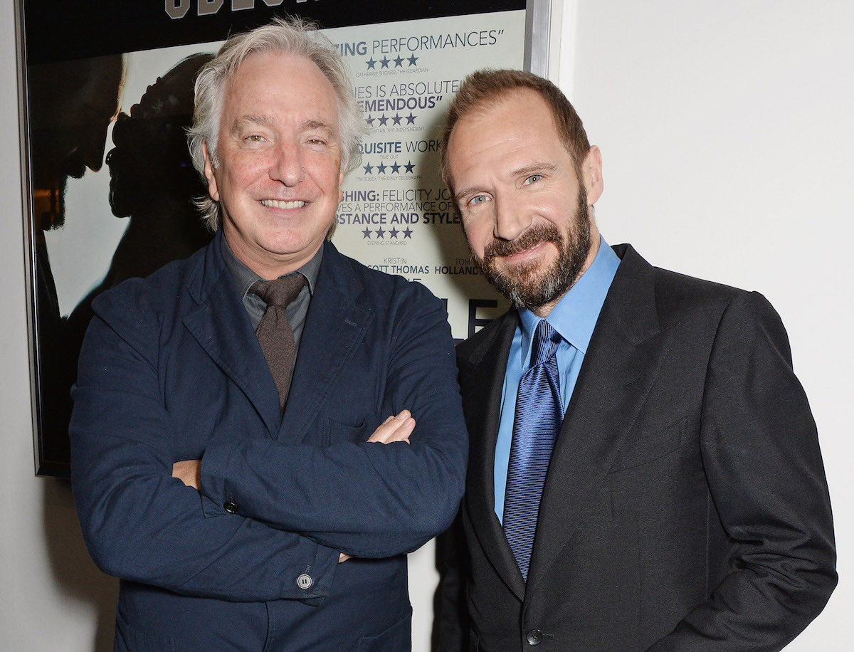 Alan Rickman and Ralph Fiennes at the premiere of 