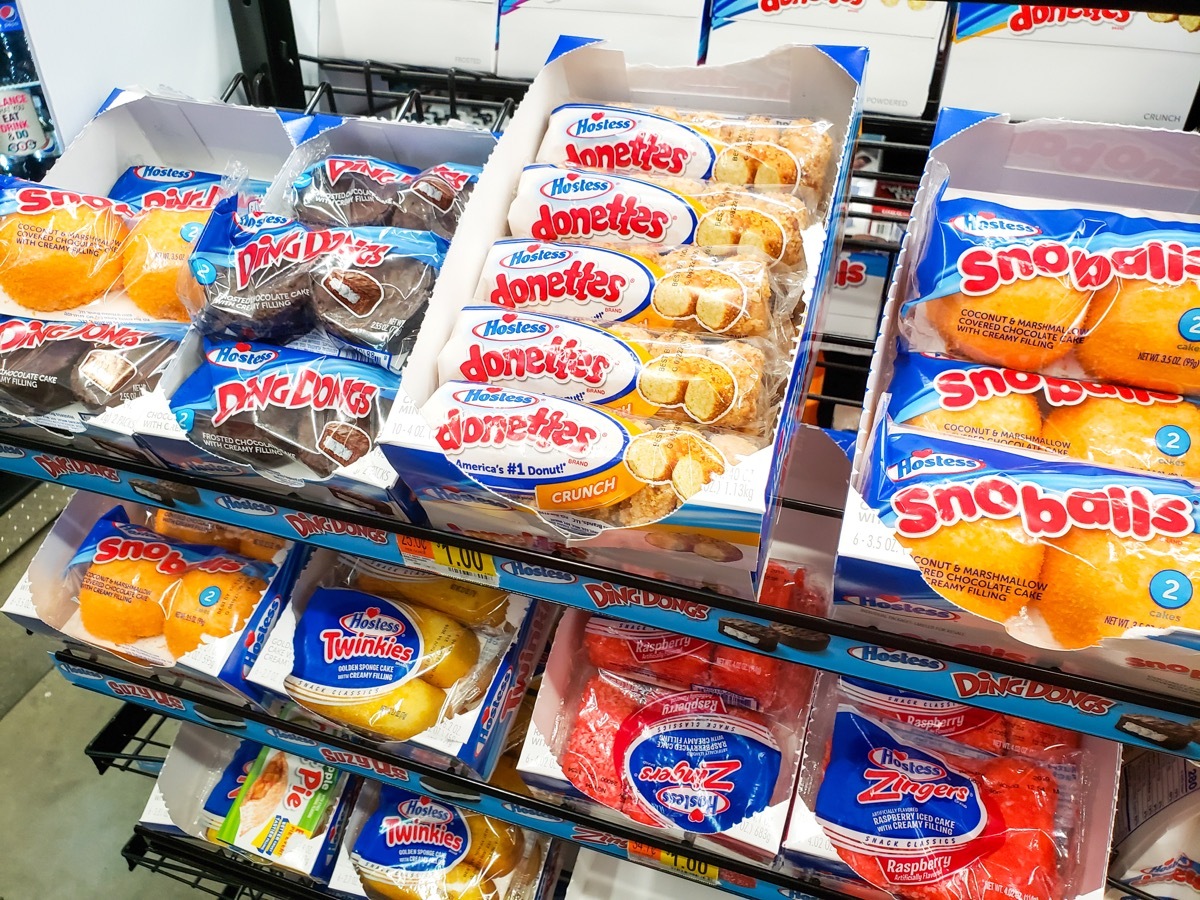 hostess desserts on rack at convenience store or grocery store