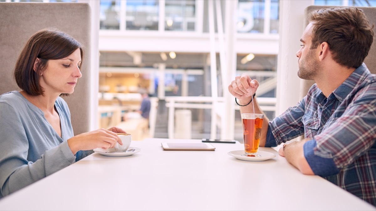 couple avoiding eye contact with each other, stress signs