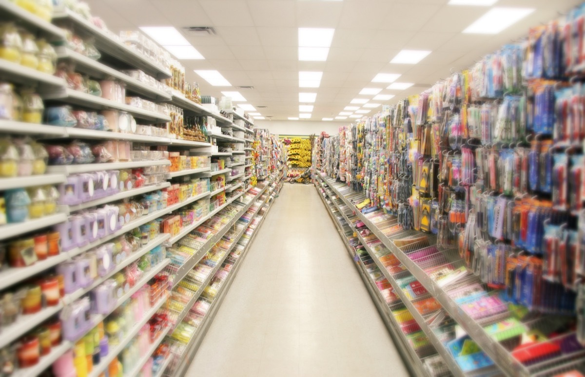 Miles and Miles of shelves of no-name stationary products, candles, flowers.....