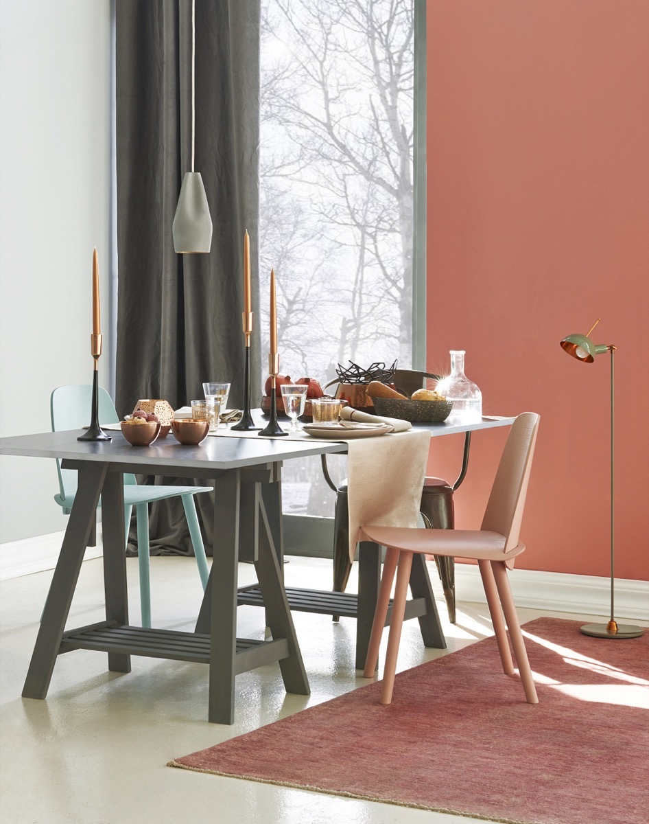 A Dining Room with a Copper Red Accent Wall Worst Paint Colors