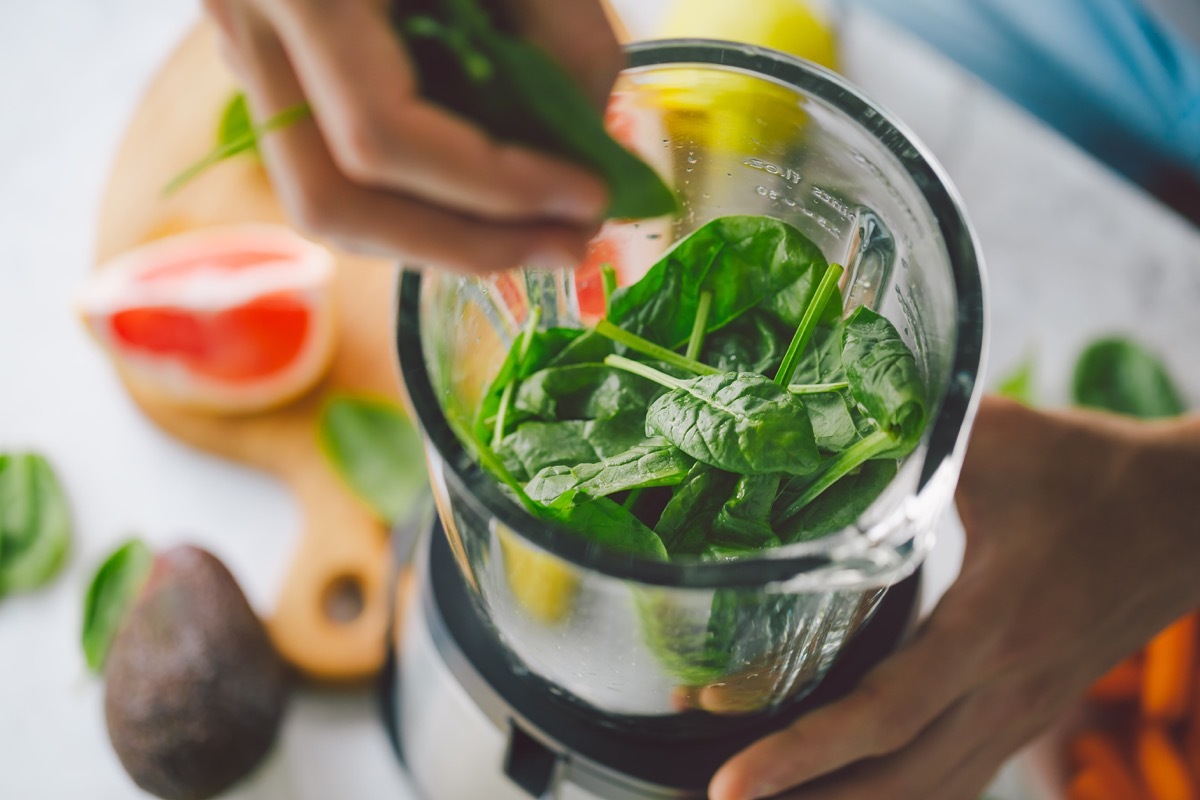 Spinach smoothie in blender