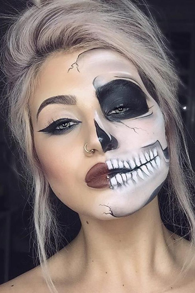 Skull face #1  |  11 Creepy and Cool Halloween Makeup Ideas to Try This Year |  HerBeauty