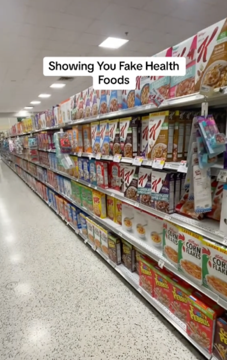 cereal aisle at grocery store