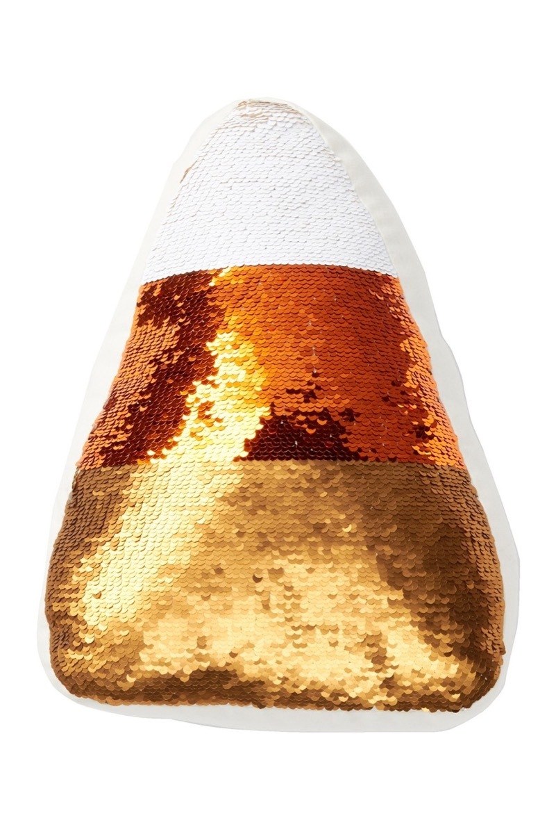 sequin candy corn pillow, fall home decor