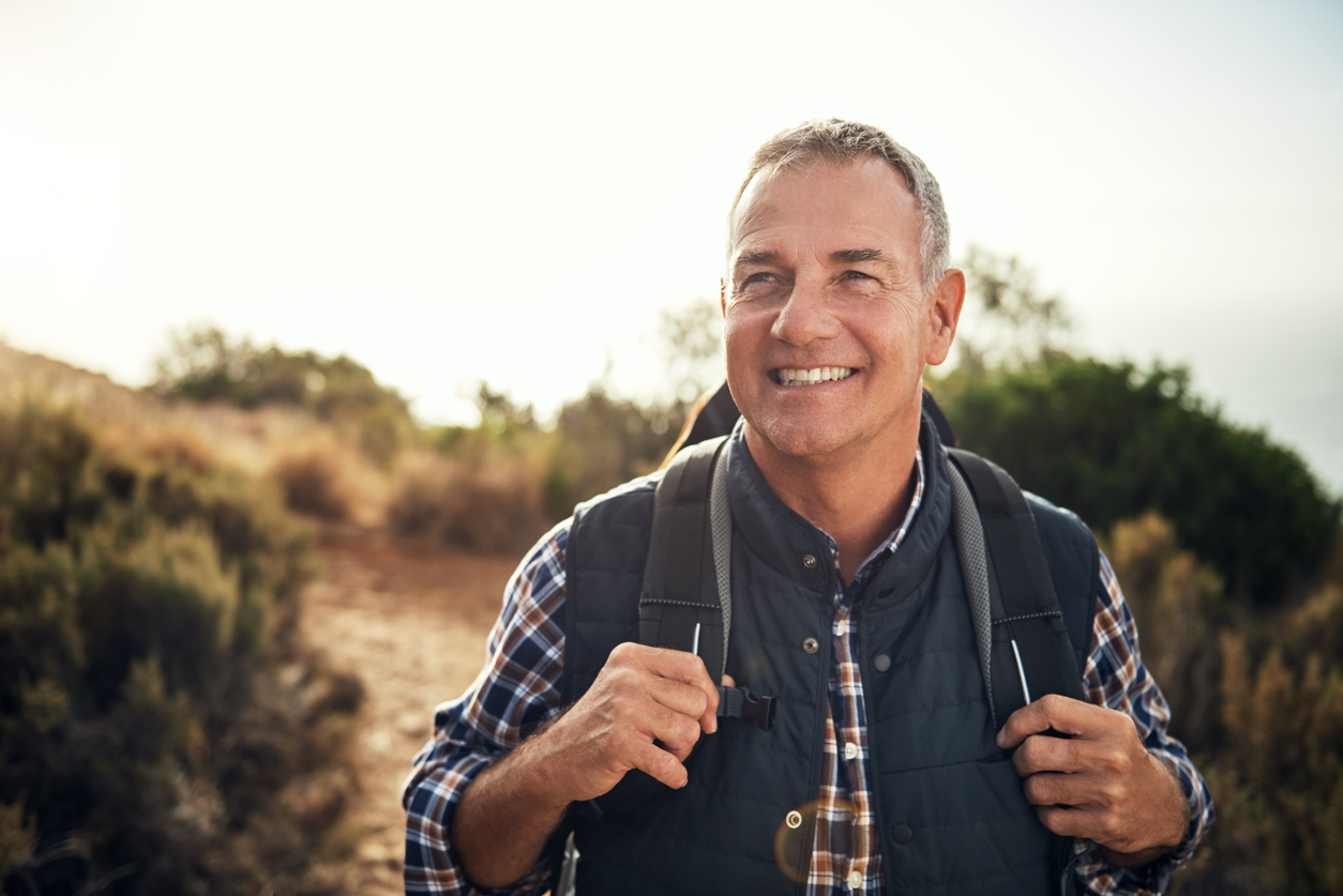 old man hiking