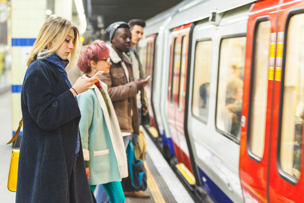 passengers waiting for subway train