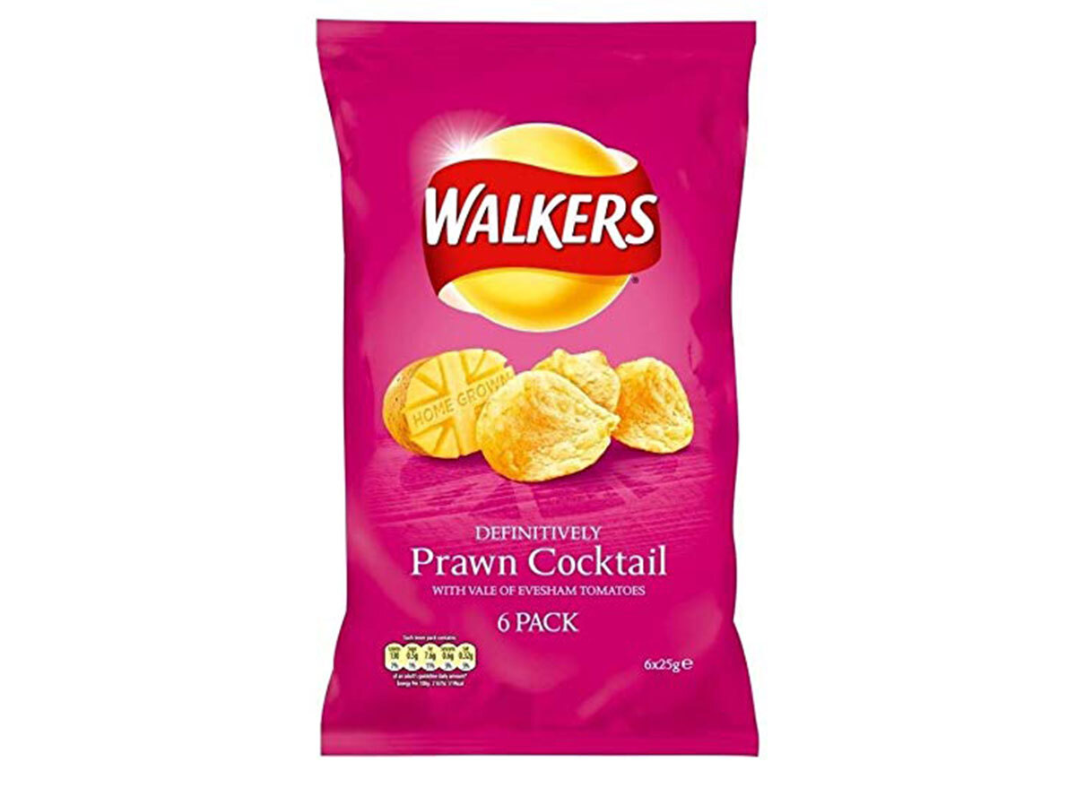 walkers prawn cocktail flavored chips bag