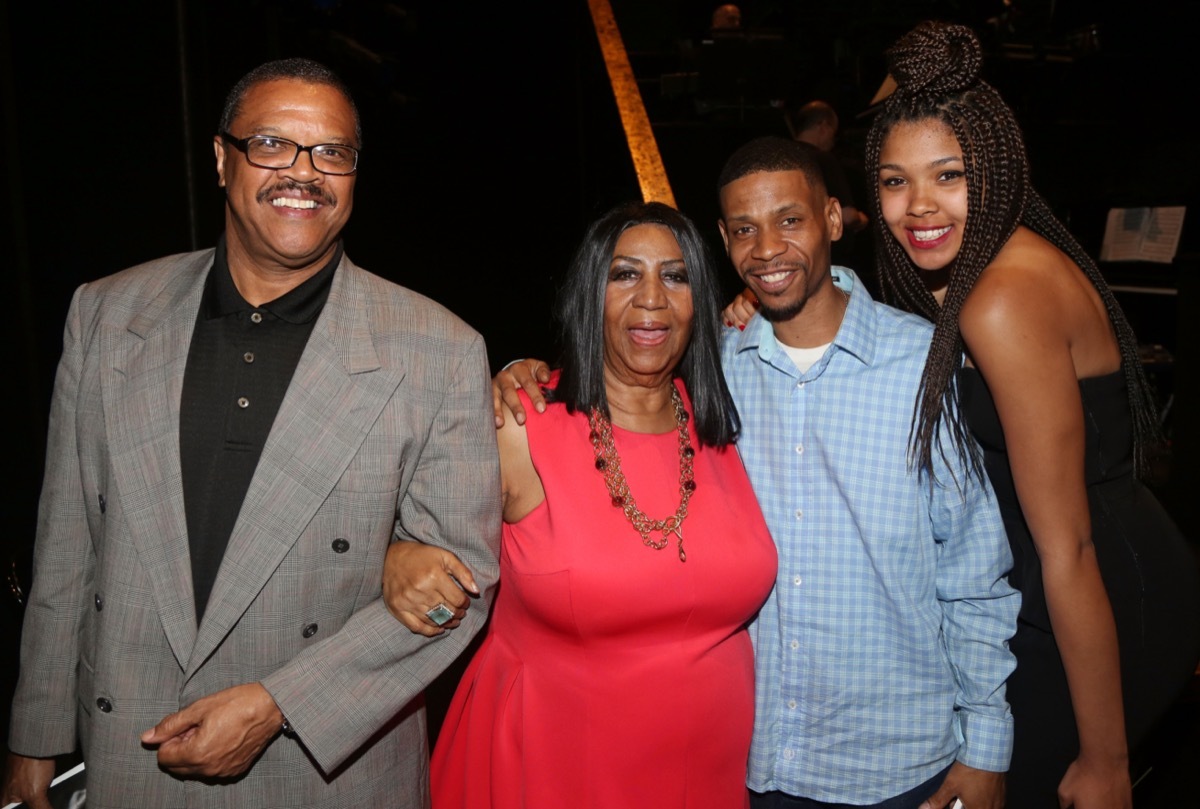 Willie Wilkerson, Aretha Franklin, Kecalf Cunningham, and Victorie Franklin in 2015