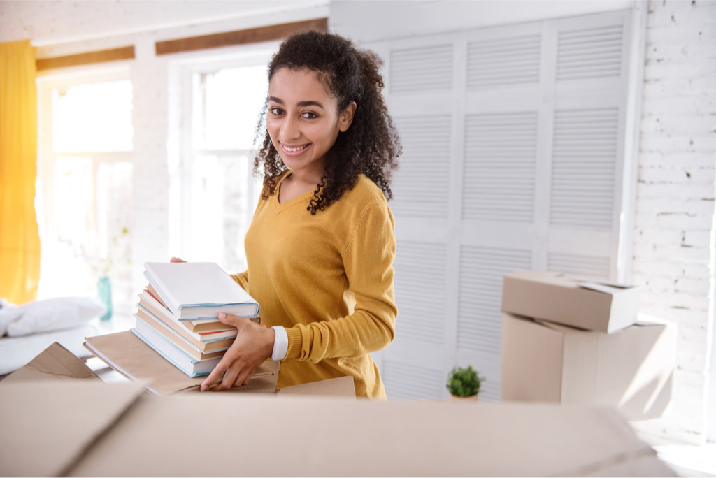 Girl Moving Into Dorm Room