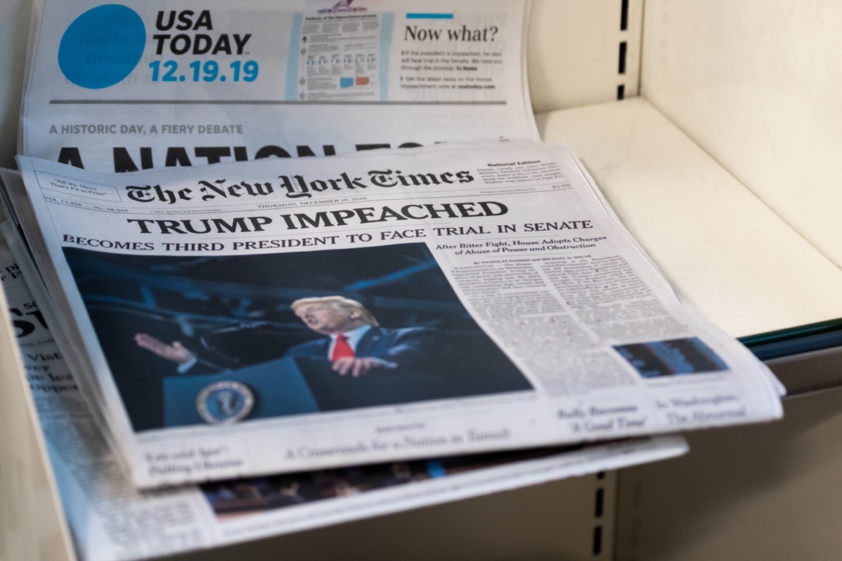 Donald Trump impeached New York Times Paper