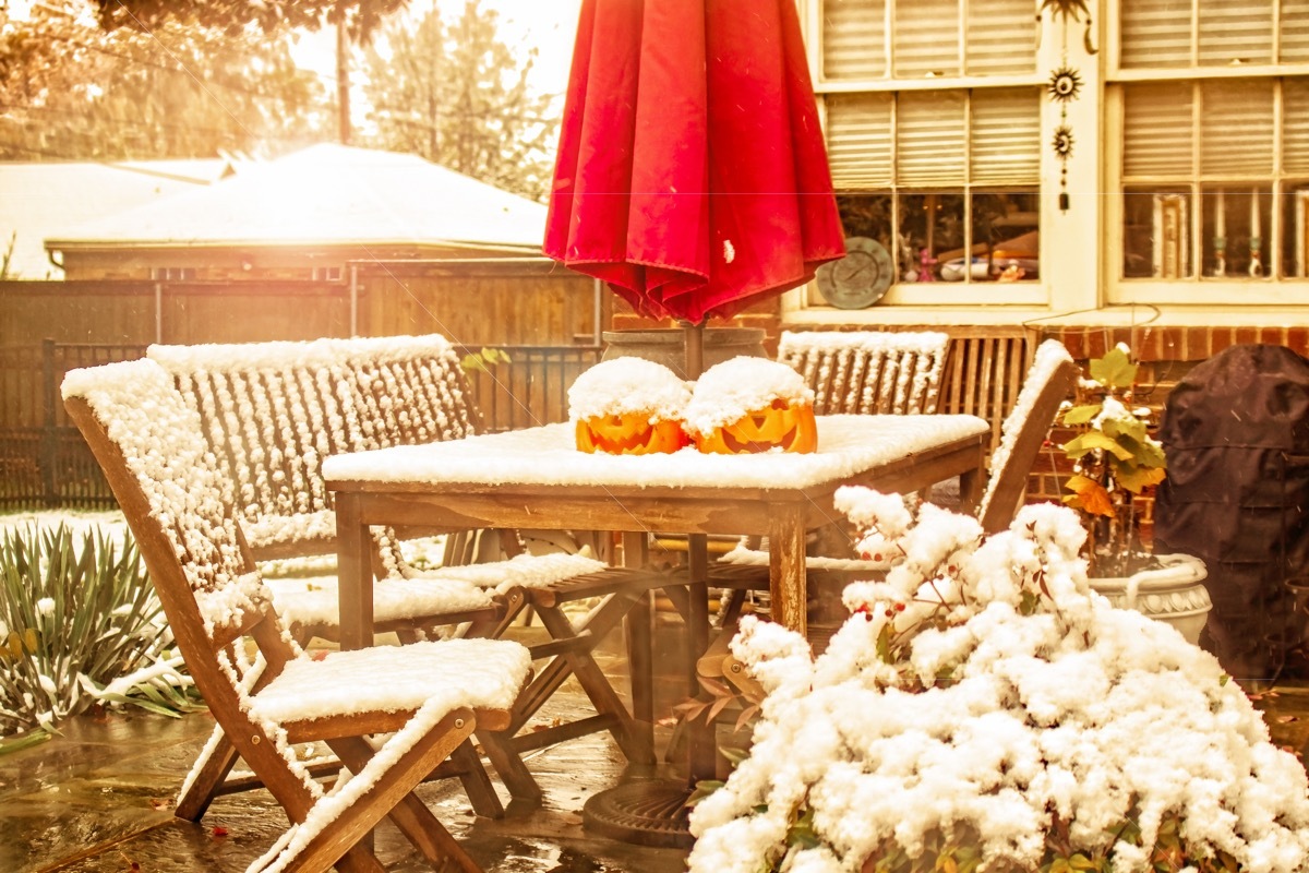 Patio Covered in Snow {Groundhog Day is Weird}