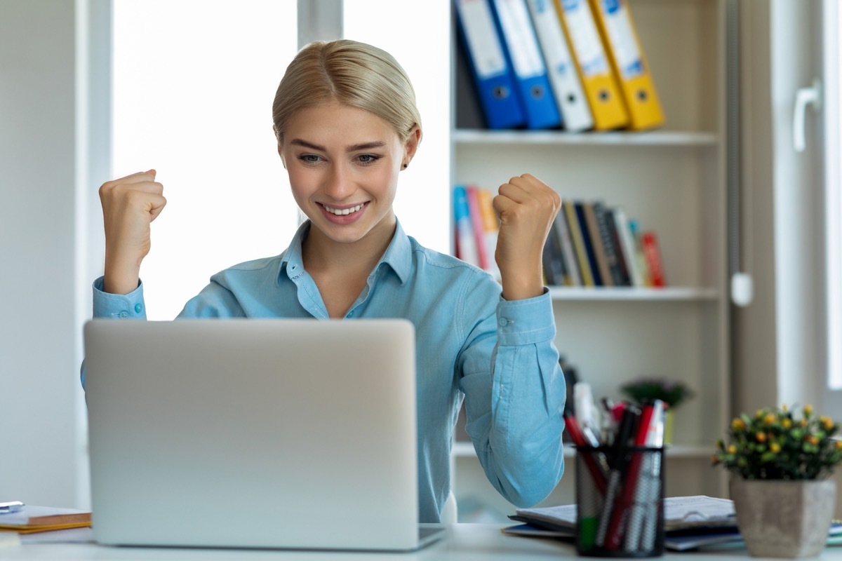 woman excited about job offer