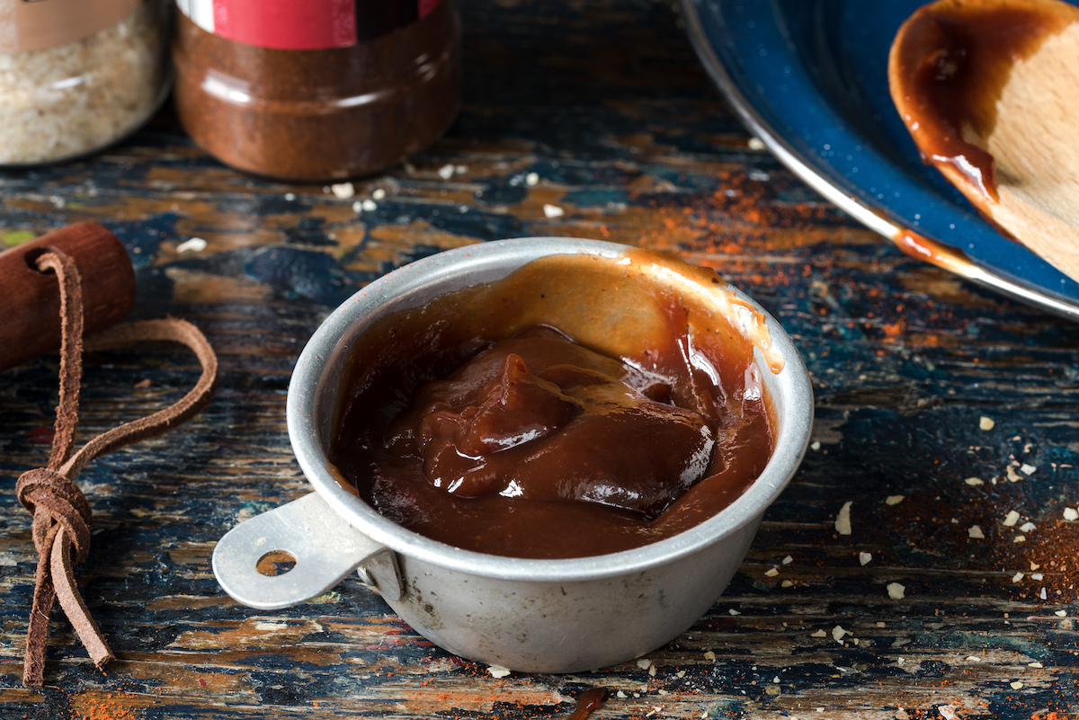 BBQ sauce in measuring cup