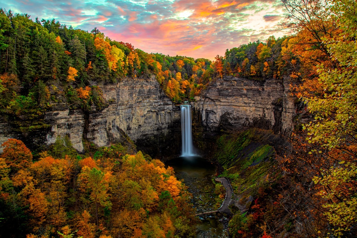 Taughannock Falls Sunset In Full Fall Colors