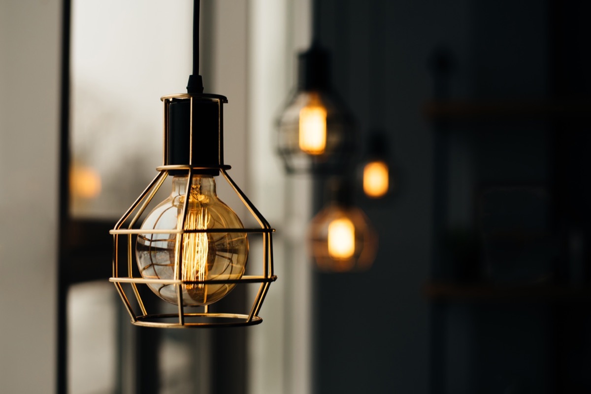 soft light bulbs in a coffee shop