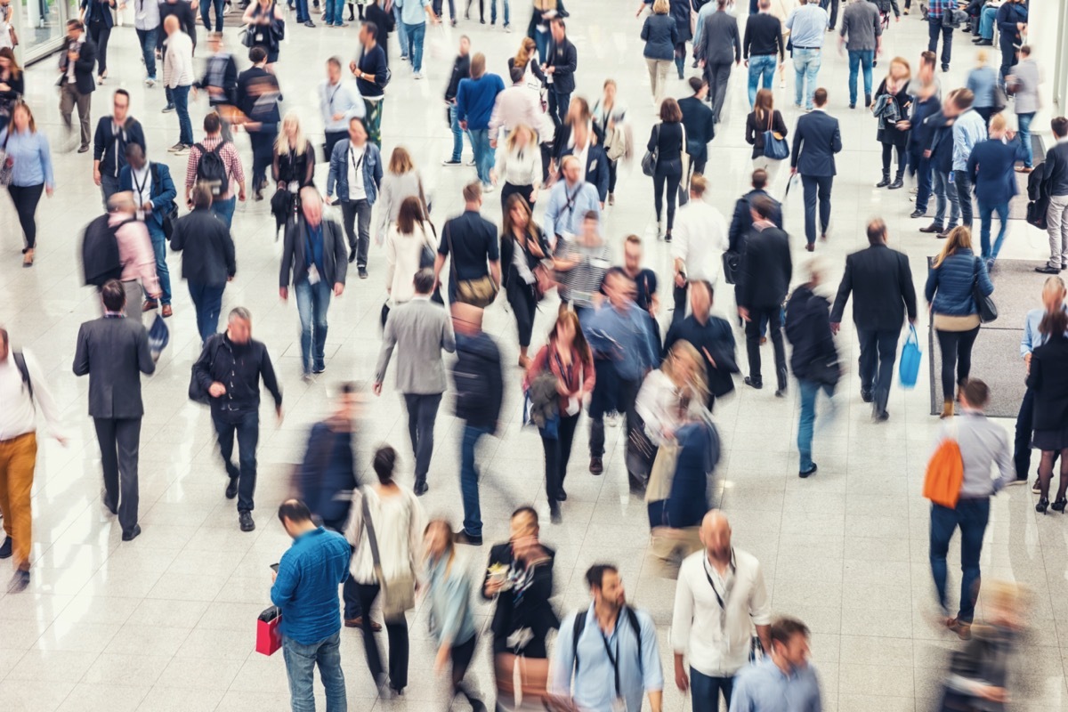 Crowd of people in a shopping center