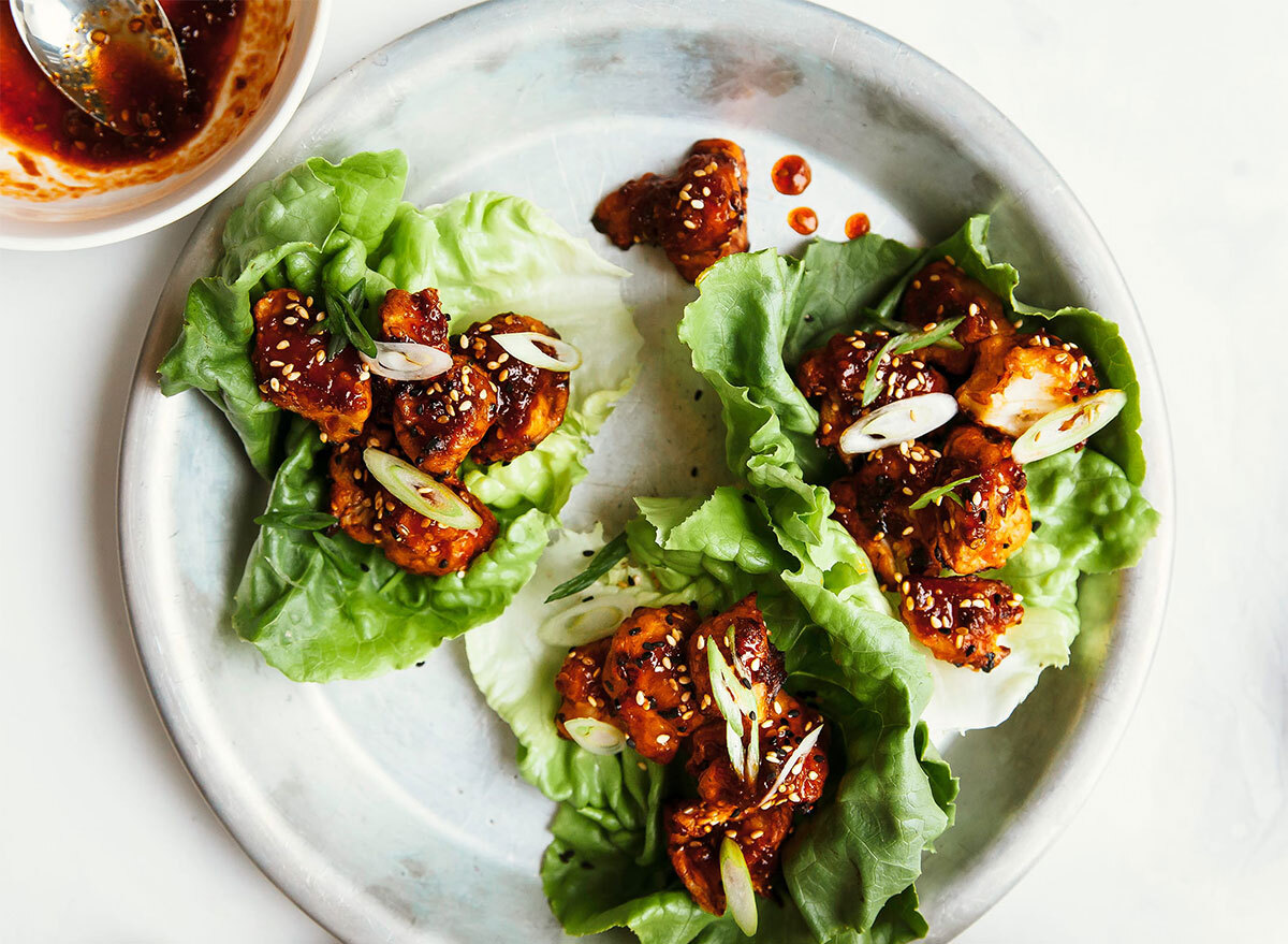 sesame cauliflower lettuce wraps