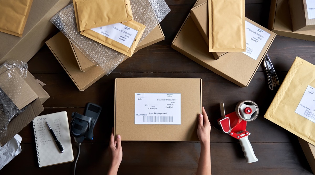 Person Preparing to Ship Items