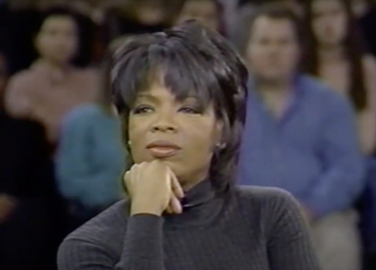 Oprah Winfrey interviewing Nathan Lane and Robin Williams in 1996