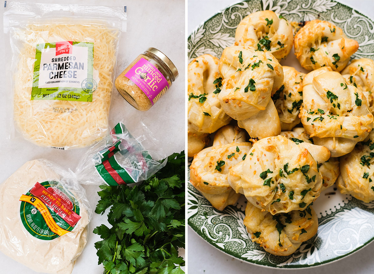 garlic knots on a plate with ingredients