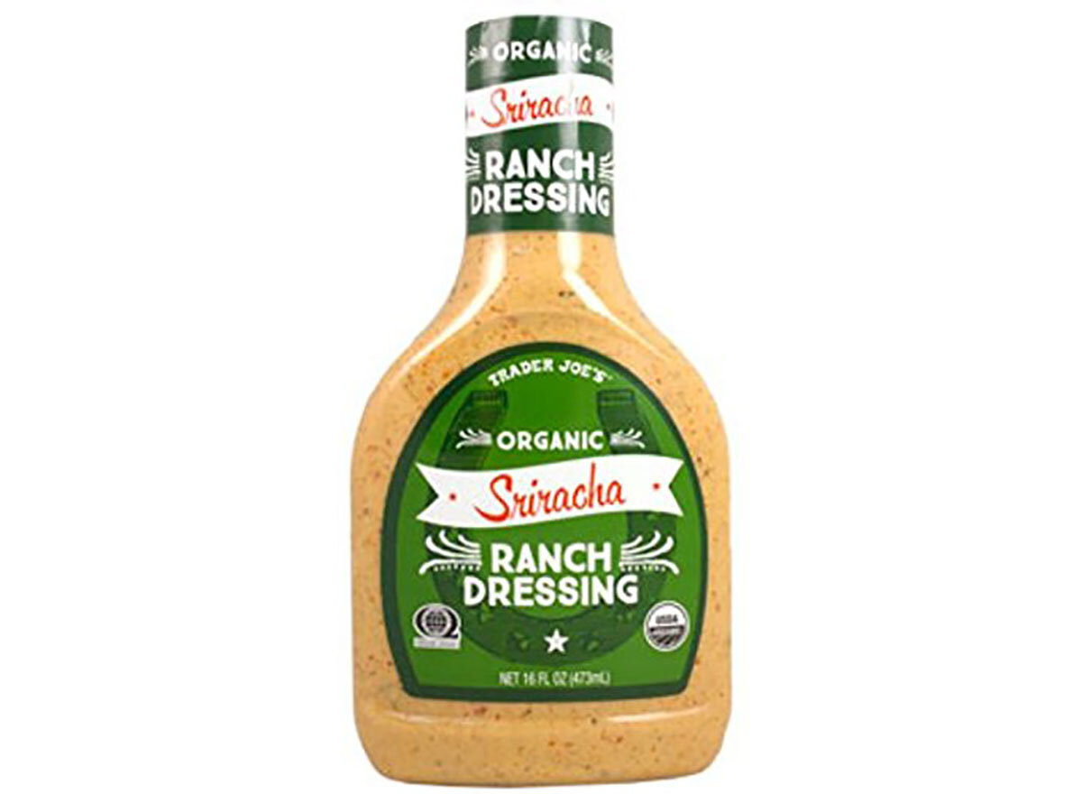 bottle of trader joes sriracha ranch dressing