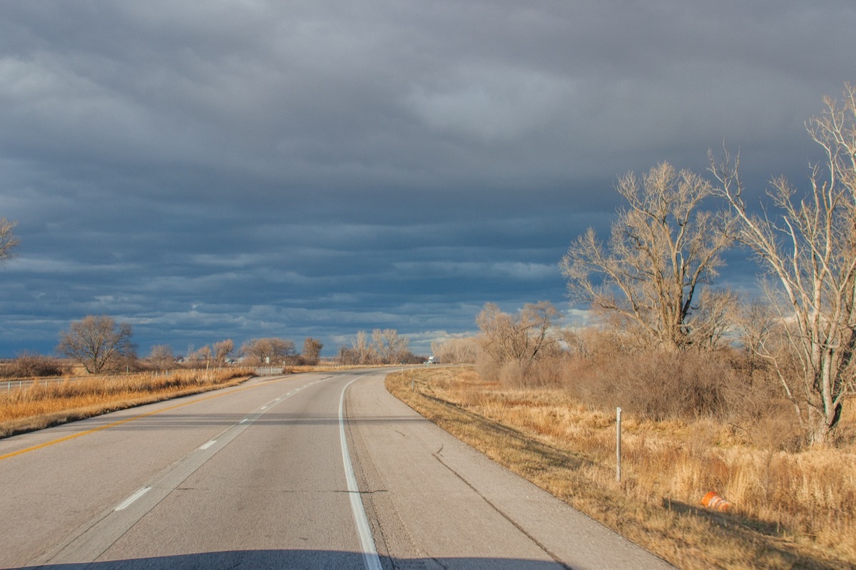 empty road in pacific junction, iowa