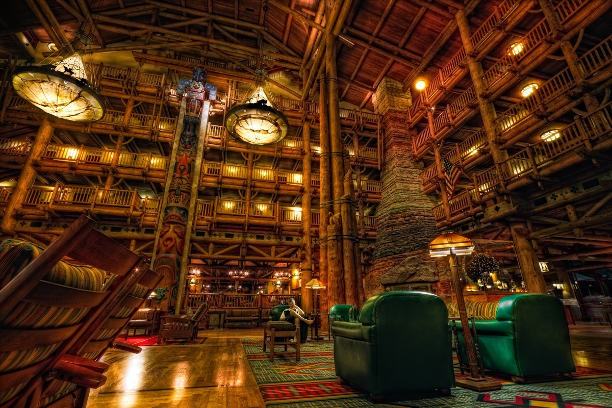 disney's wilderness lodge at night