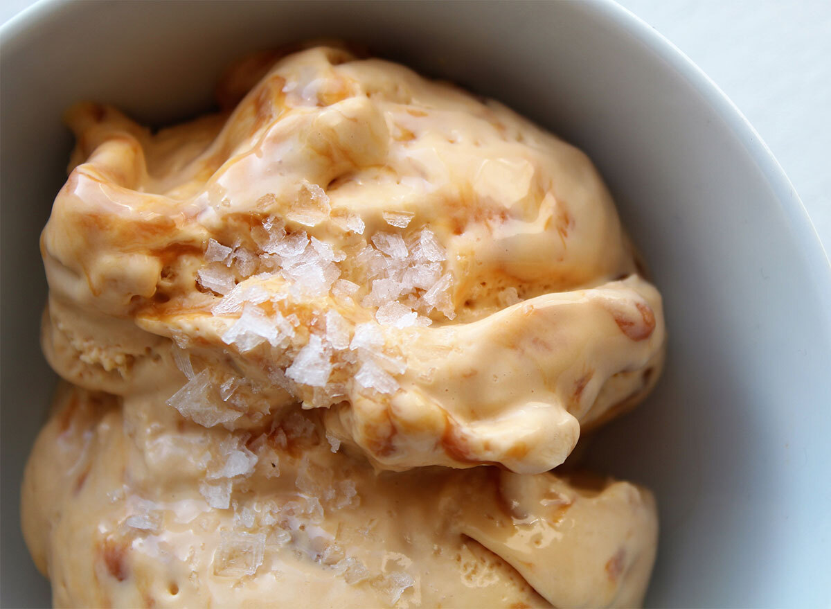 bowl of salted caramel gelato