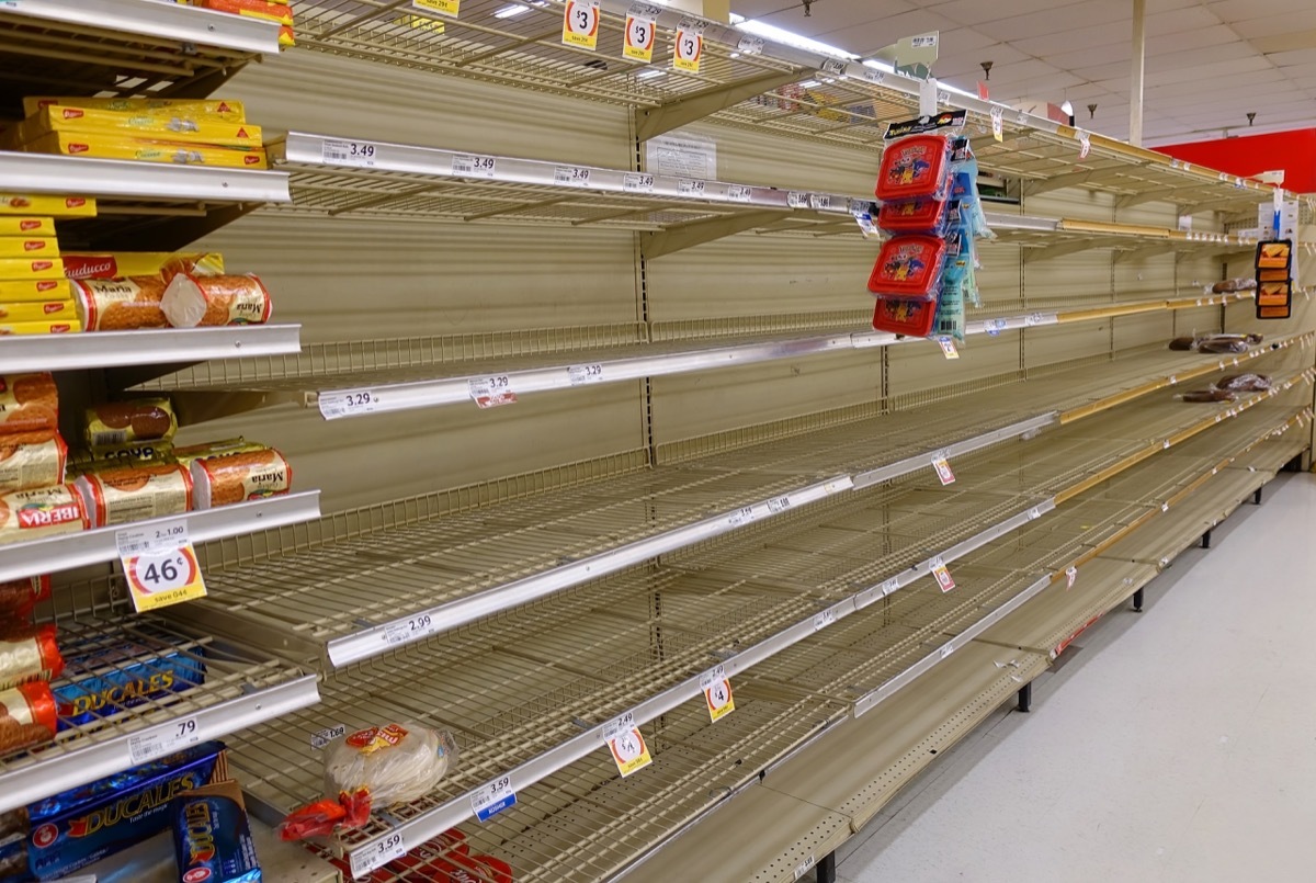 empty grocery store shelves