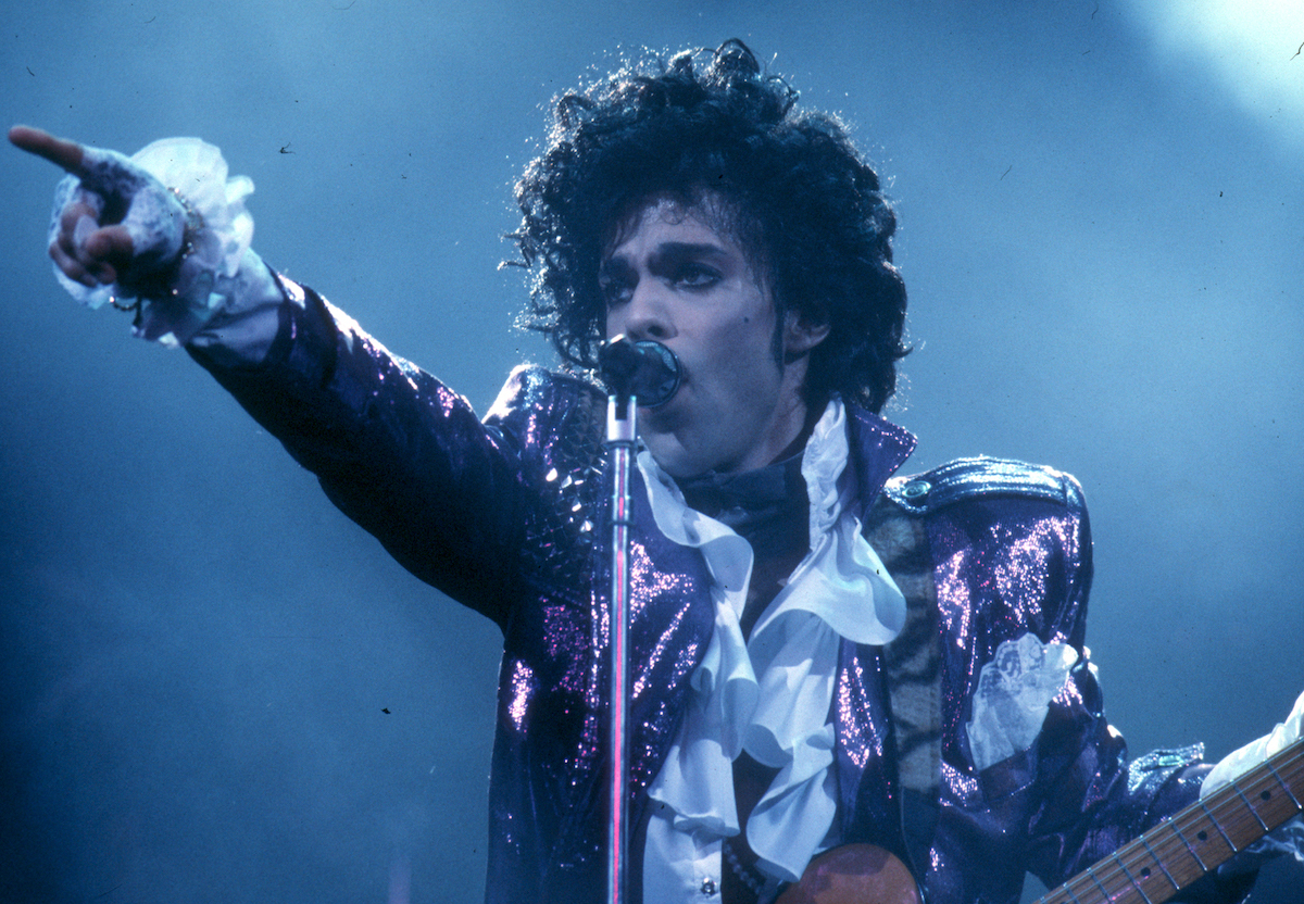 Prince performing in Inglewood, California in 1985