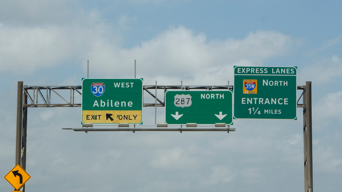 I-30 road sign to Abilene