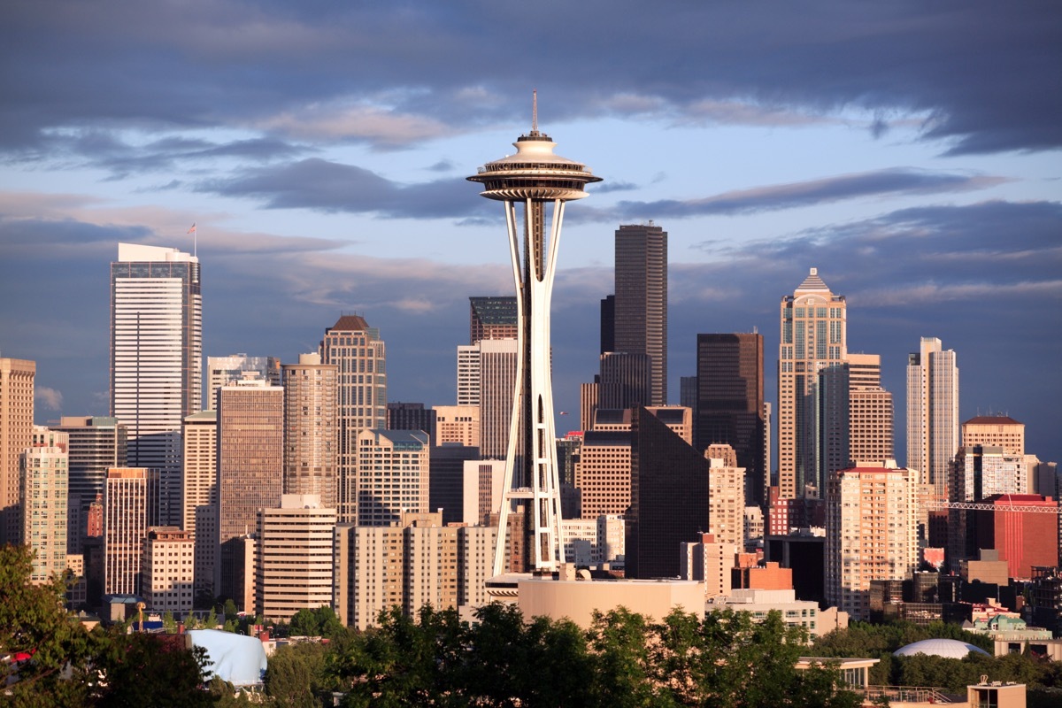 The Seattle space needle against the city's skyline