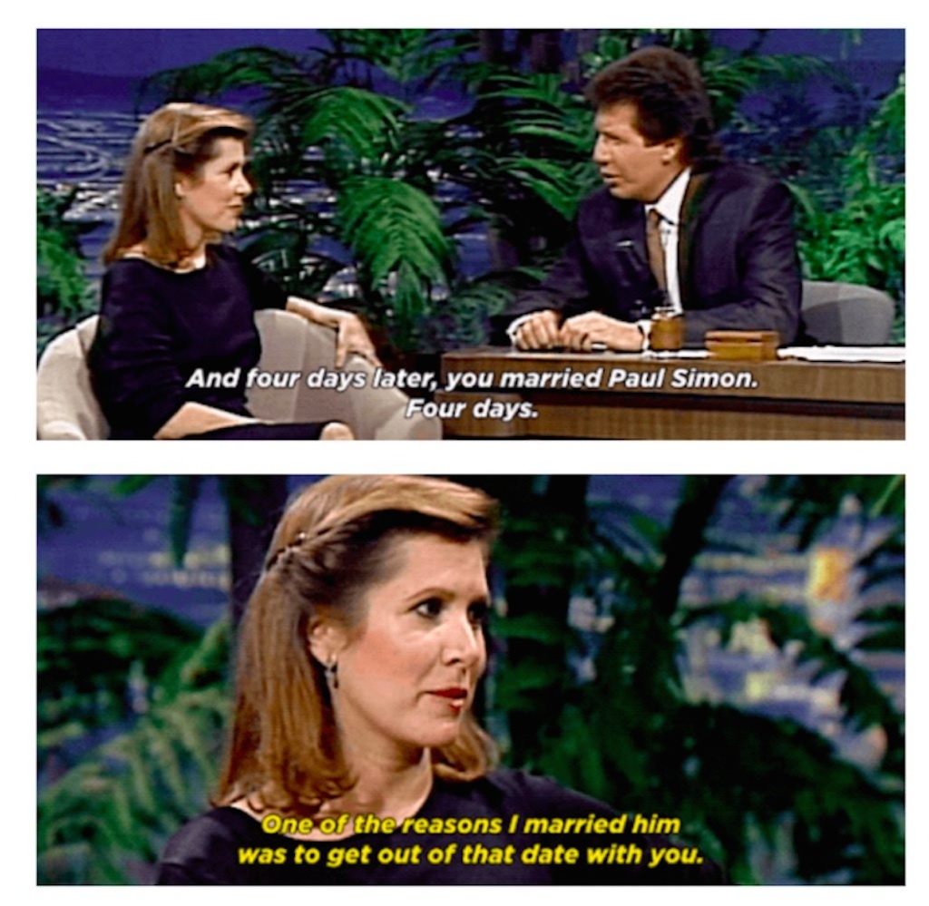 Carrie Fisher gives an epic comeback to Garry Shandling on The Tonight Show