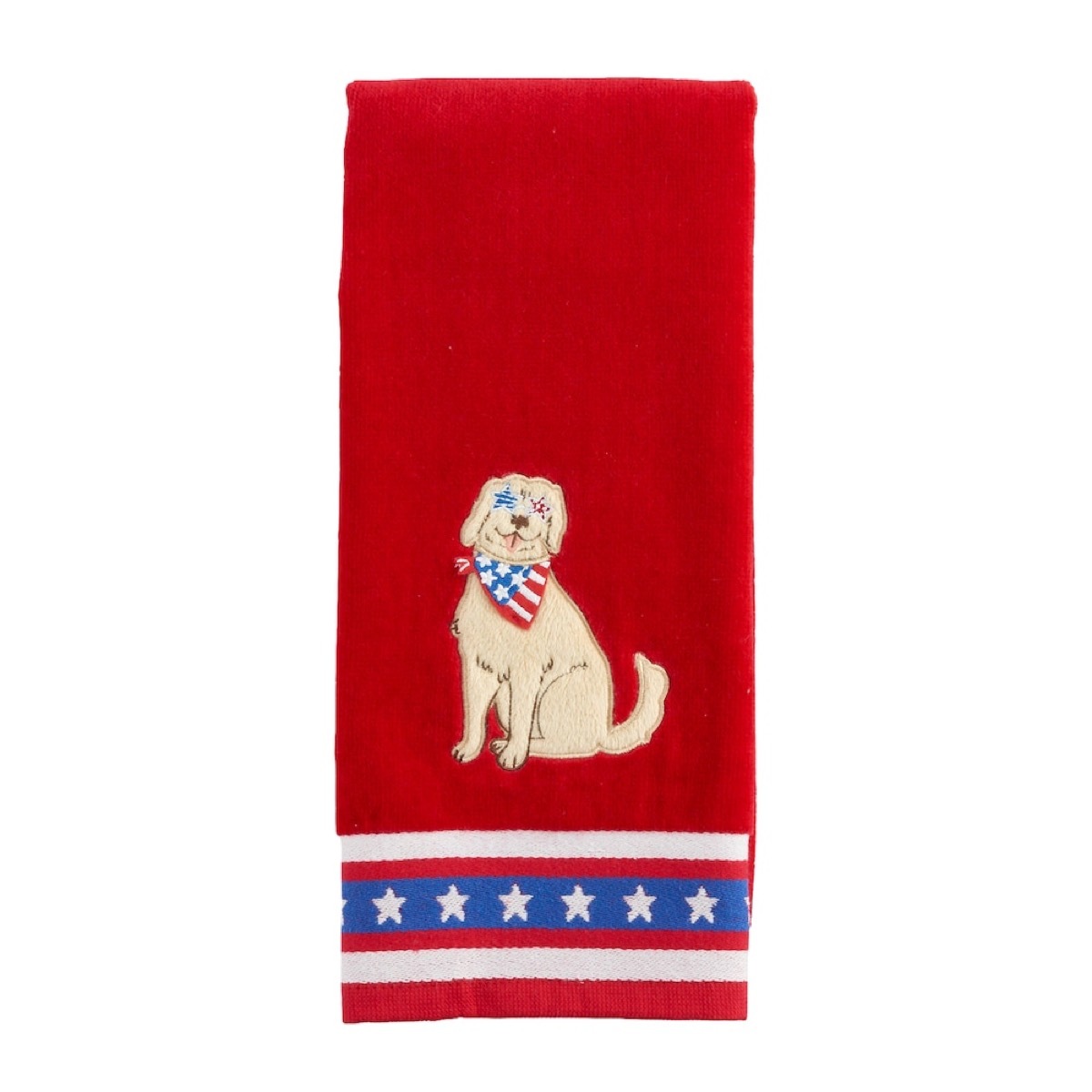 Red white and Blue Dog Hand Towel Fourth of July Accessories