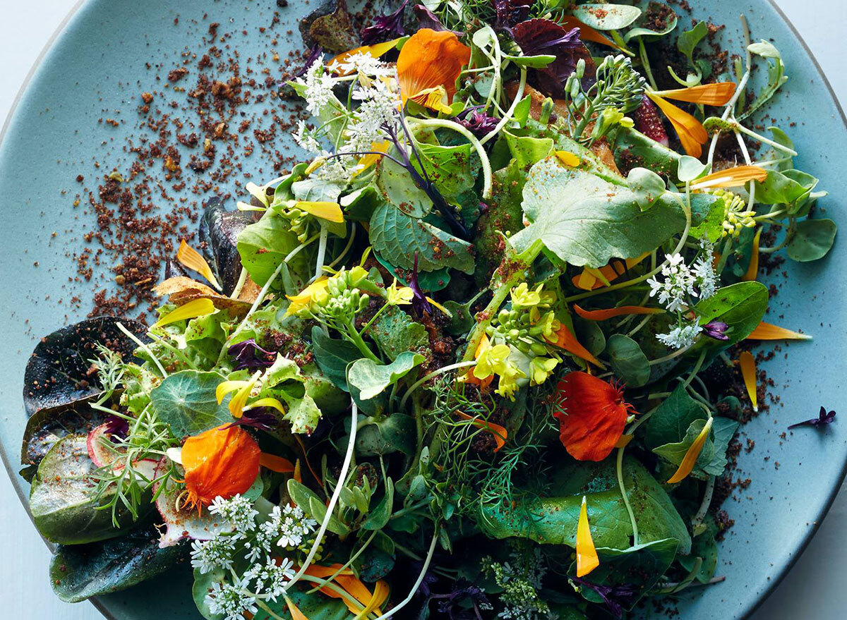 Plate of fresh greens and herbs from Al's Place in San Francisco