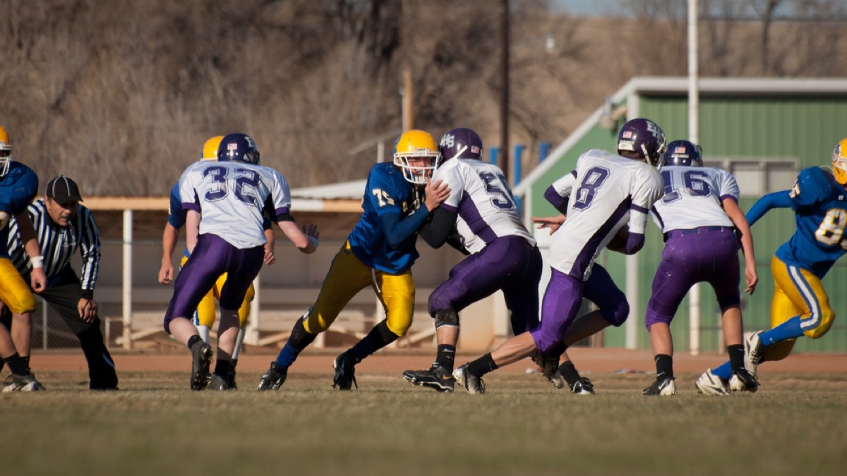 players at a high school football game