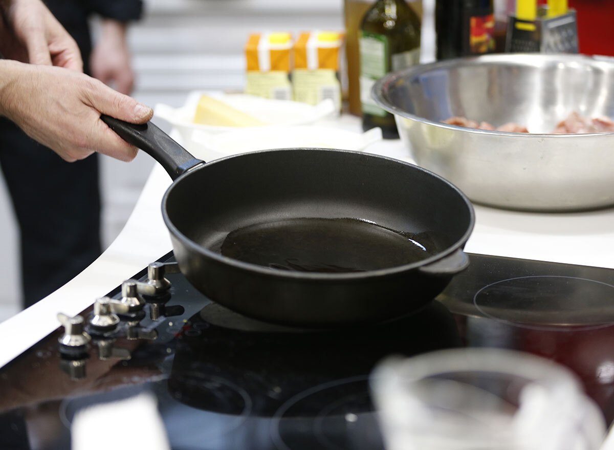 Preheat skillet on stove