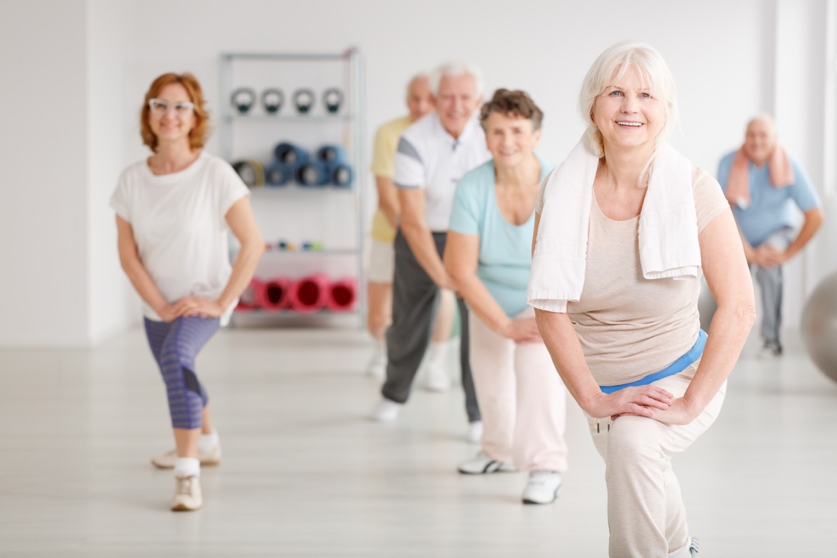 Older group fitness class 