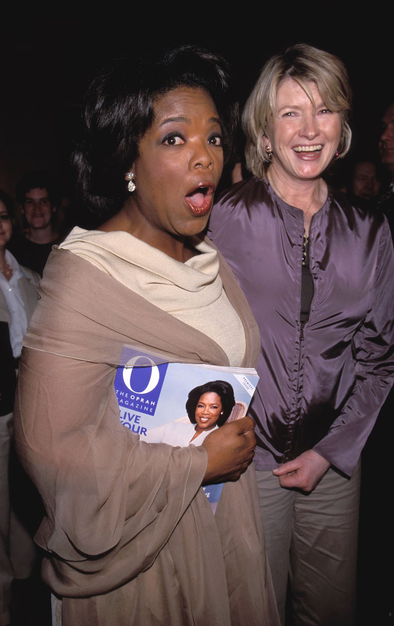 Oprah Winfrey and Martha Stewart at Winfrey's magazine launch party in 2000.